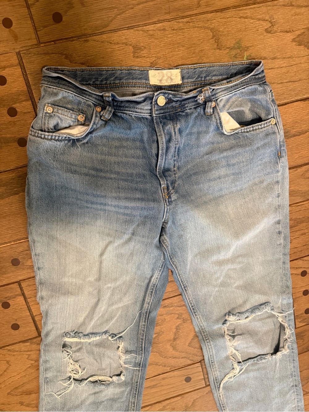 We The Free Light Blue Distressed Ankle Jeans